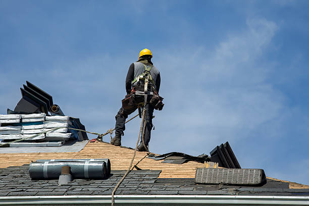 Professional Roofing technician working in Plainville, NY